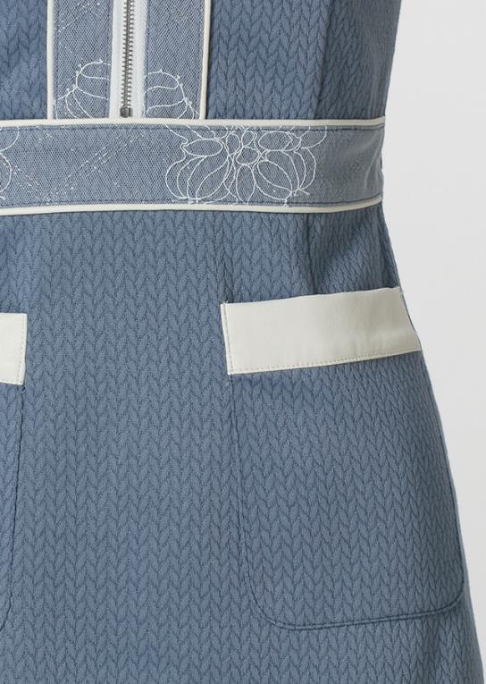 アンコールSALE】襟付レース切替ニットワンピース 返品交換不可