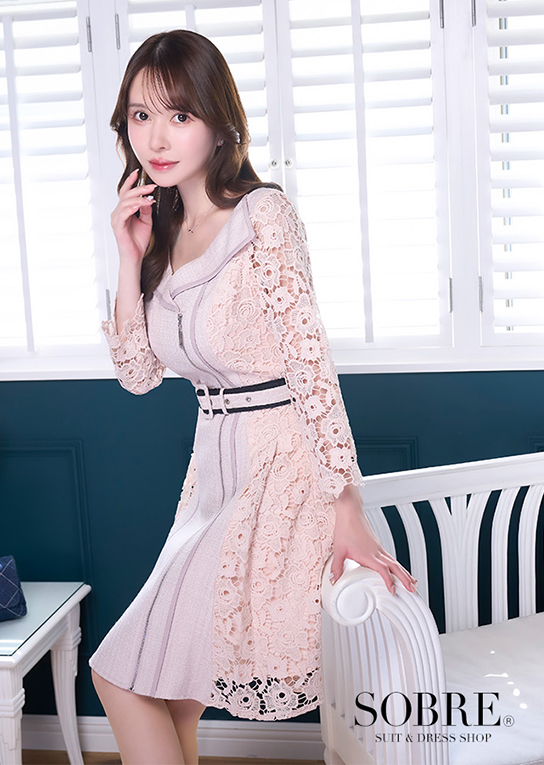 サイドレースフレアワンピース