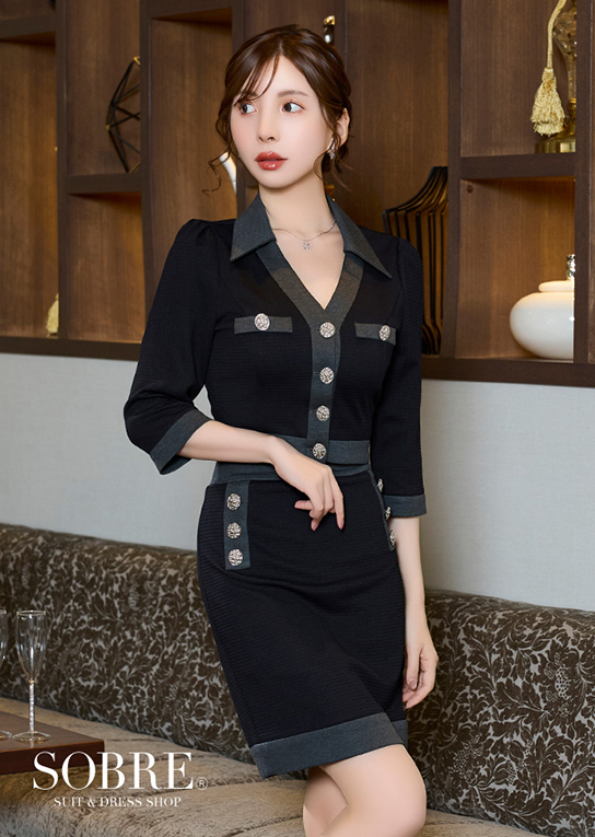 襟付きバイカラーセットアップ