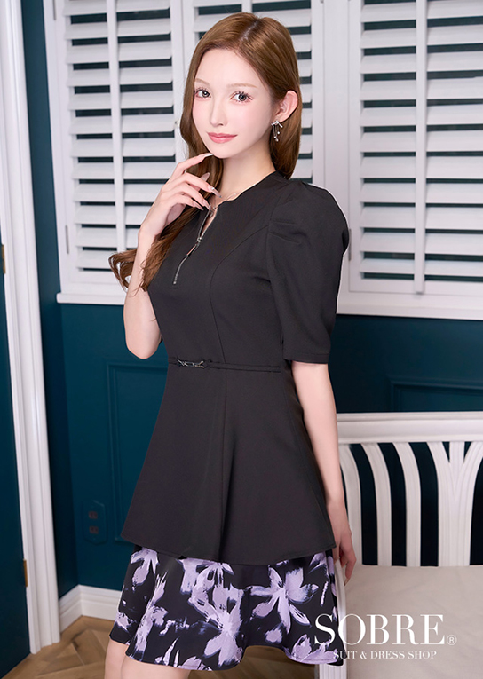 フラワーレイヤードワンピース