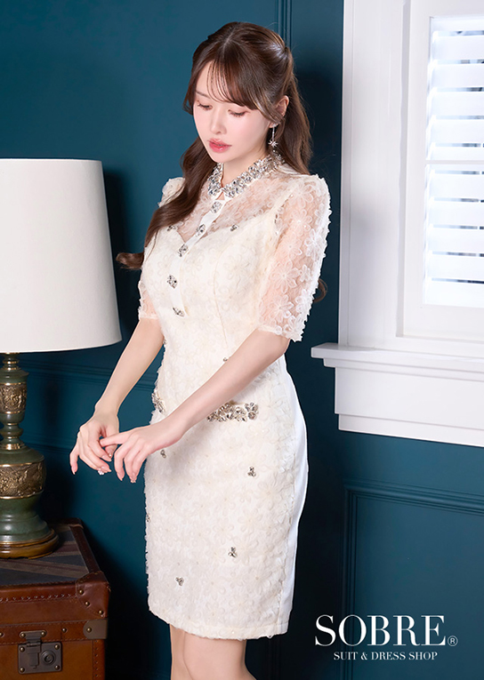 デコラレースビジューワンピース