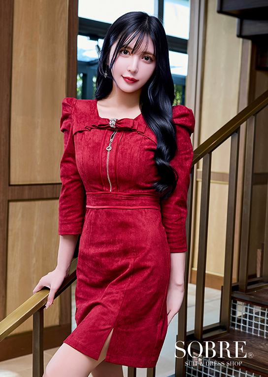 スエードリボンワンピース