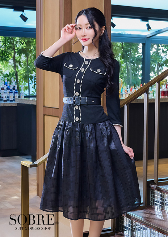 パールブレードミディワンピース