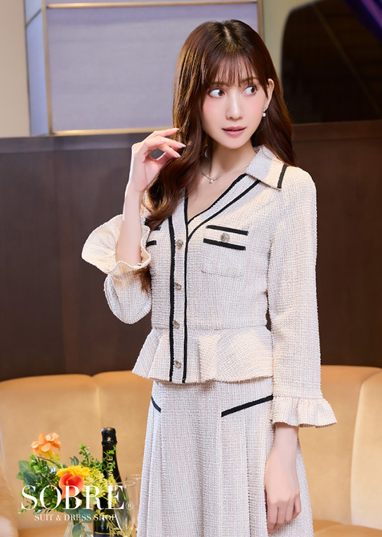 襟付きプリーツドッキングワンピース