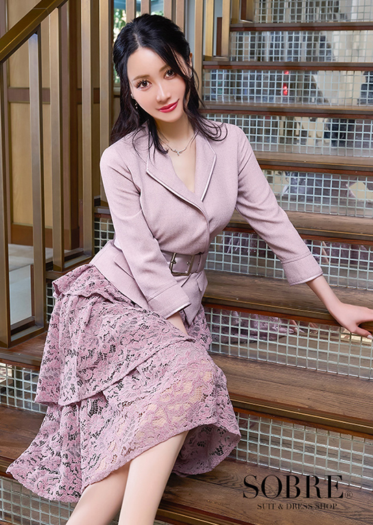 【大感謝祭SALE】襟付きレースミディセットアップ 返品交換不可