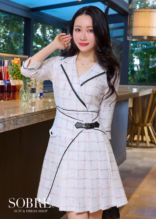 【大感謝祭SALE】テーラープリーツツイードワンピース 返品交換不可