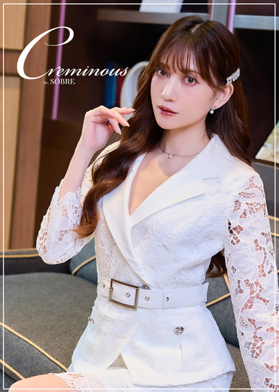 《Creminous》襟付き高級レースドッキングワンピース