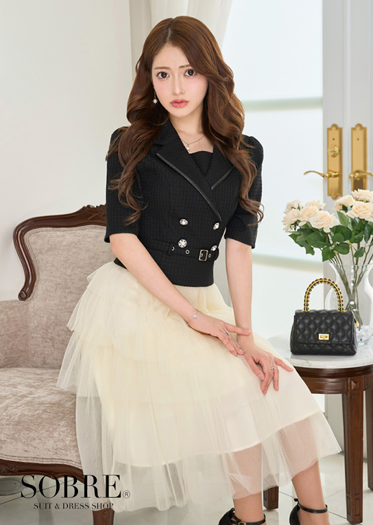 レイヤードプリーツミディワンピース