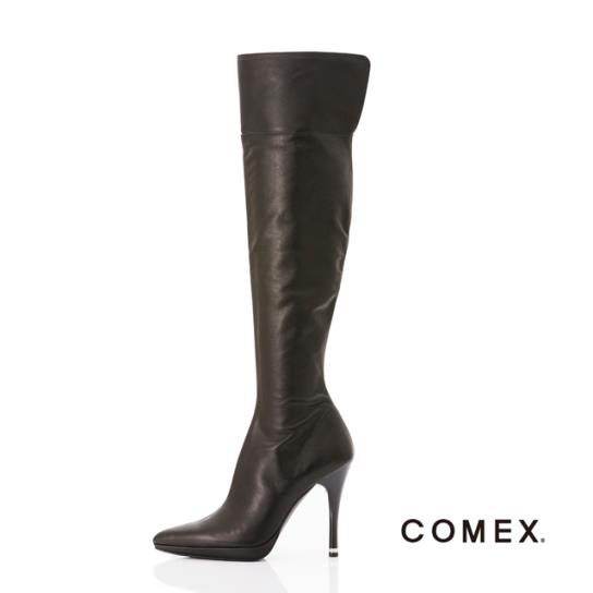 お取り寄せ品】【COMEX】 本革美脚ニーハイブーツ 11.5cmヒール